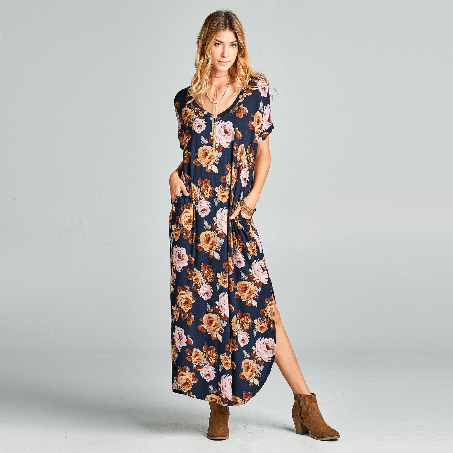 all about love taupe maxi dress