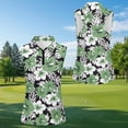 thumbnail image 4 of Aplkyhs Matching Golf Shirts for Couple Green Tropical Flowers Breathable Fabric Women Sport Cloth for Golf Enthusiasts Racerback Design Moisture Wicking Washable, 4 of 6