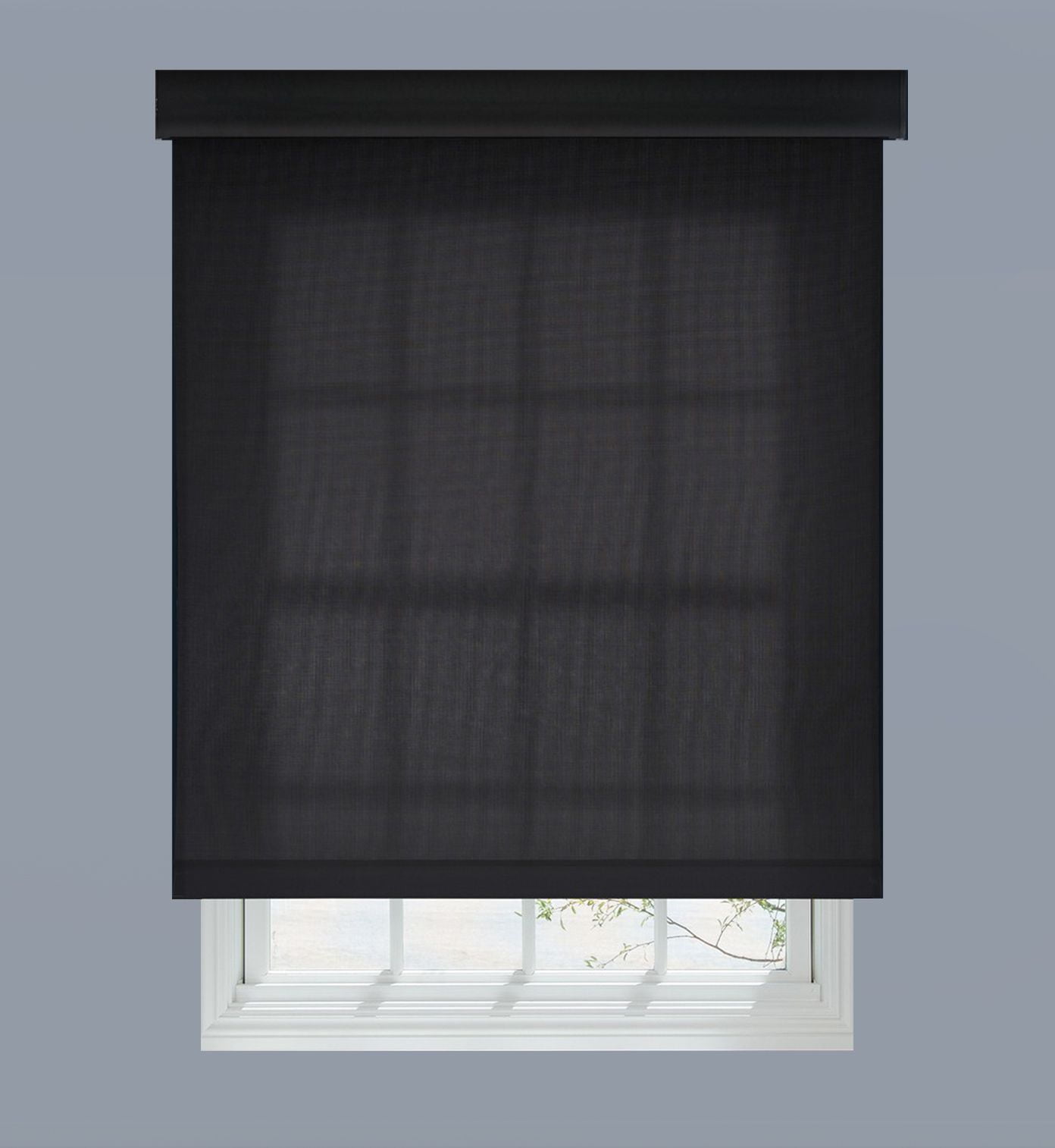 Linen Avenue Custom Cordless Cassette 5 Solar Roller Shade, 65 W x 66