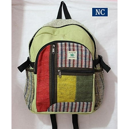 Rasta Hemp - Nepali Handmade Hemp Rasta Backpack - 100 Pure Hemp THC FREE Backpack Handmade Nepal with Laptop Sleeve - Fashion Cute Travel