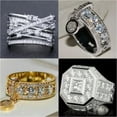 thumbnail image 2 of HOOUN 925 Silver Filled Cubic Zircon Ring Wedding Jewelry Ring Size 6-10-White#1-8, 2 of 9