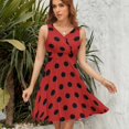 thumbnail image 7 of Black Polka Dots on Red Background Sundress Sleeveless Dress Summer Women Clothes Dress for Women Dresses, 7 of 7