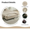 thumbnail image 4 of 58.1'' Storage Bench Upholstered Chenille End of Bedroom Bed Bench Ottoman with Tufted Cushioned Rolled Arm Large Storage Space for Reading Living Room Entryway, Light Brown, 4 of 14
