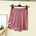 thumbnail image 2 of Feancey Soft Pajama Shorts for Women Elastic Waist Loose Fit Lounge Shorts Solid Color Wide Leg Pj Bottoms Comfy Casual Sleep Shorts Pink L, 2 of 10