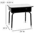 thumbnail image 4 of Drevy Billie Student Desk - Gray Open Front Metal School Desk - 24"W x 18"D Adjustable Height, Durable Desk for School or Learning, Grey, 4 of 8