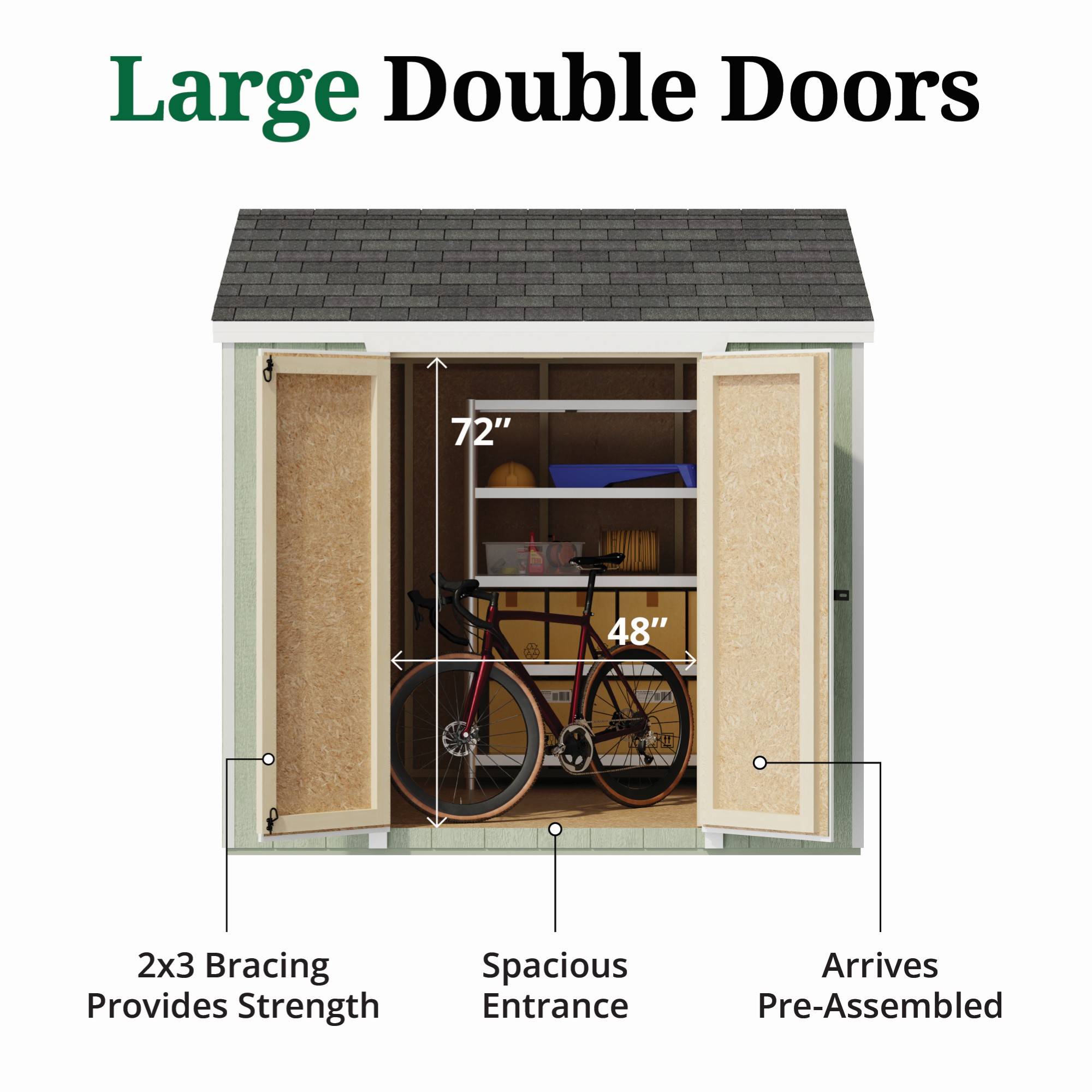 Little Cottage Co. 8x8 Value Gable Shed with Side Entry, Outdoor Wood Storage Do-It-Yourself Kit
