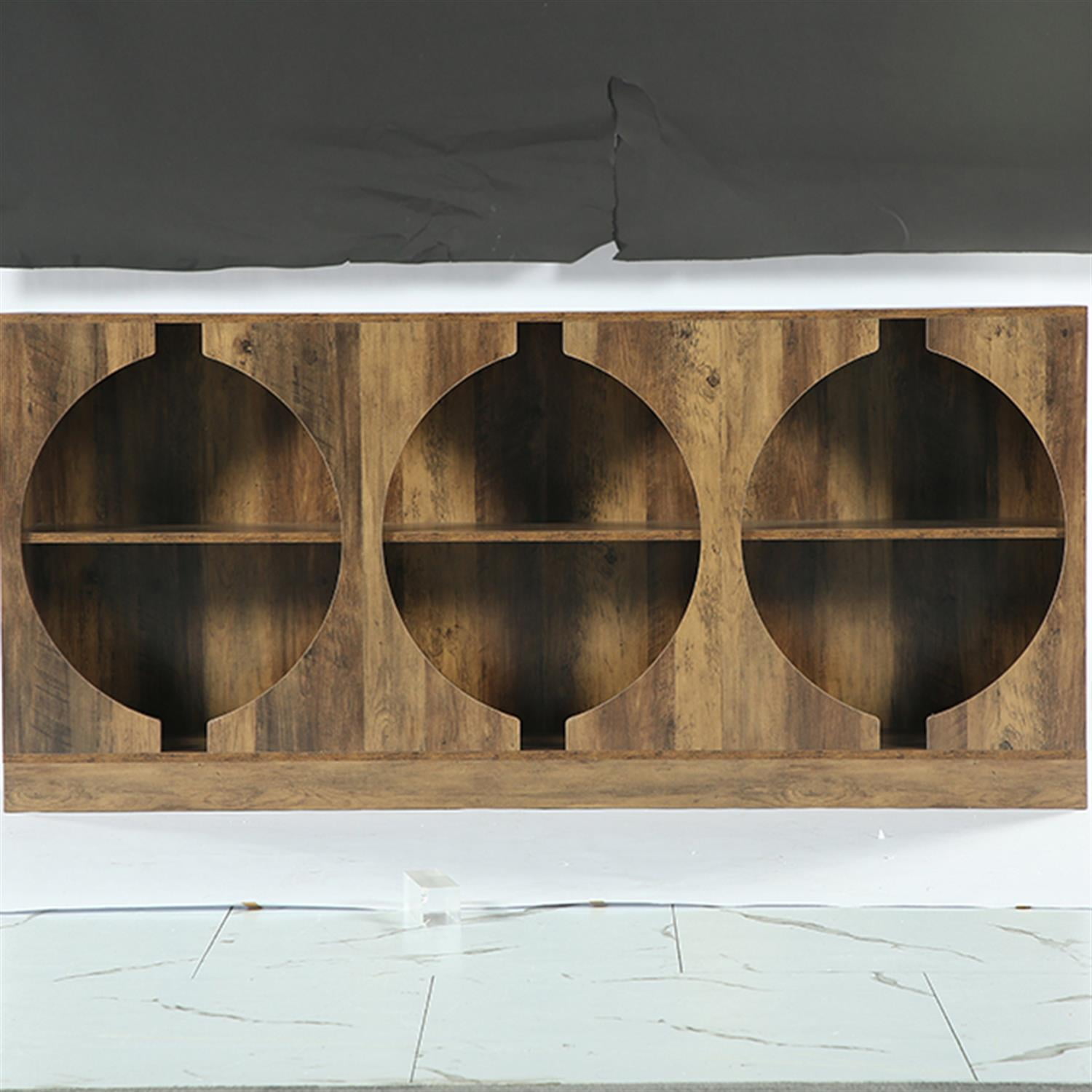 Demi Bonn 68" Console Table, 3-Tier Farmhouse Entryway Table with Storage, Foyer Display Table, Brown