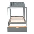 thumbnail image 5 of Twin House Bed, Wood Montessori Floor Bed with Drawer, Low Canopy Platform Bed Frame with Roof and Window, Playhouse & Space-Saving Design House Bed Frame with Slat for Kids Teens Boys Girls, Gray, 5 of 9