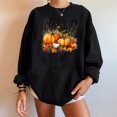 thumbnail image 2 of Risckoth Women's Fall Sweatshirt Pumpkin Harvest Print Crew Neck Drop Shoulder Hoodless Casual Pullover S-2XL, Black, 2 of 4