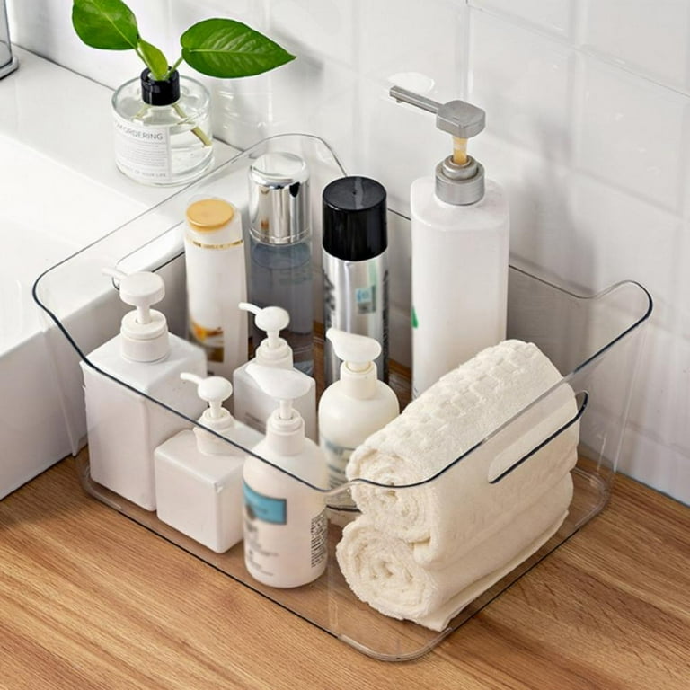 Plastic Storage Bins with Handles for Home Kitchen Cabinet Pantry