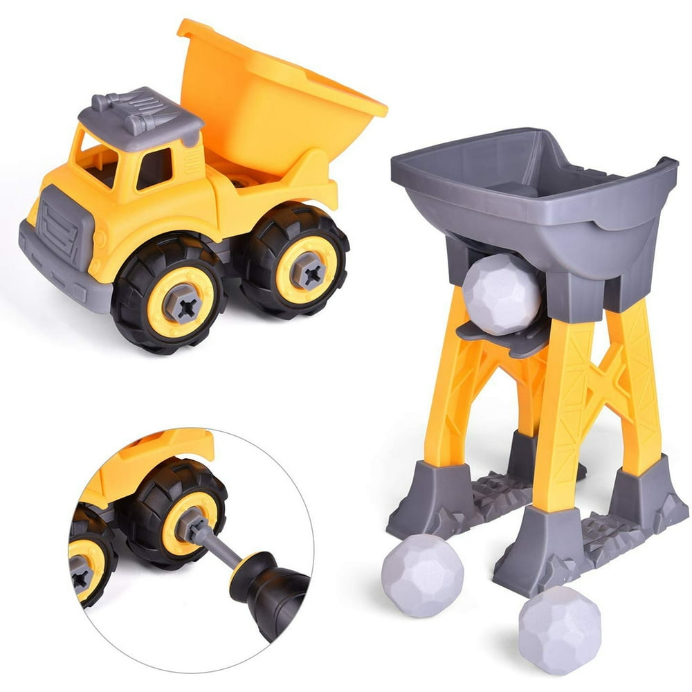 Kids Construction Truck Toys, Take Apart Sandbox Vehicle Playset