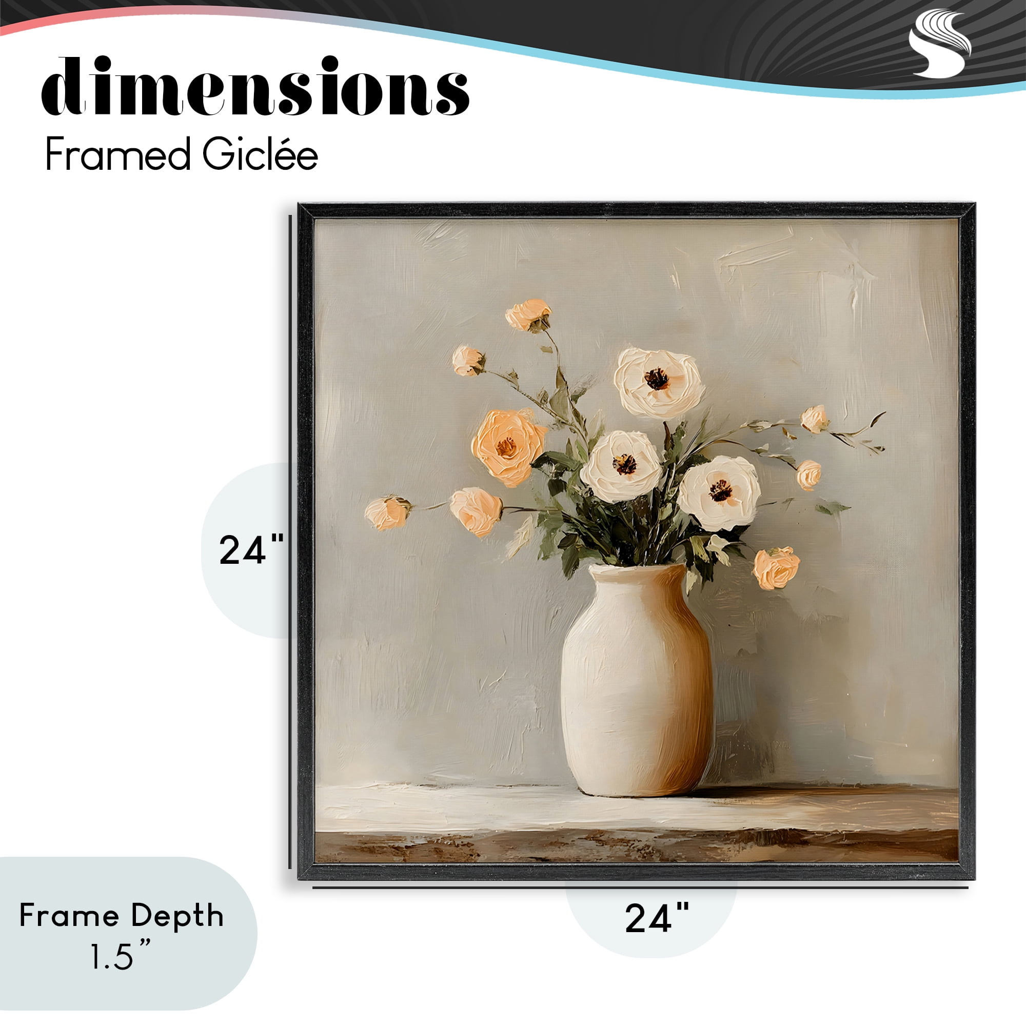 Stupell Industries Simple Floral Vase in Pastels Black Framed Giclee Art, design by Creative Studio