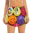 thumbnail image 2 of Picia Brightly Colored Cupcakes Pattern Women's 2 in 1 Athletic Running Shorts High Waisted Workout Casual Gym Sweat Shorts with Comfy Liner Zipper Pockets-Medium, 2 of 9