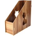 thumbnail image 1 of Office Desktop File Storage Box DIY Wooden Hollow Cats Office File Sorter Document Books Magazine Holder Sorter #10CM25CM24CM, 1 of 7