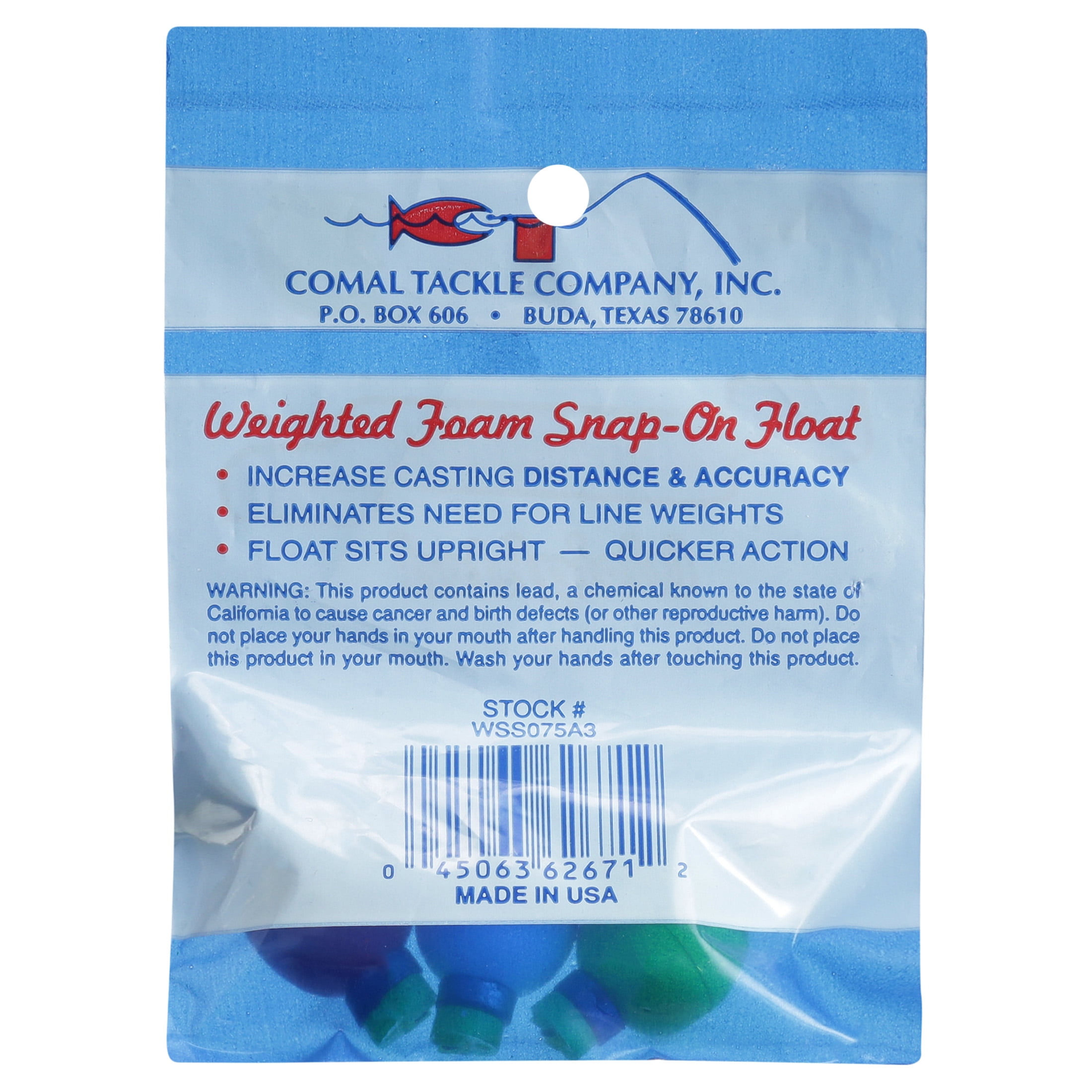 (6 pack) Comal Weighted Round Snap-On Fishing Bobbers, 0.75-Inch, 3-Pack
