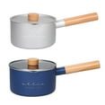 thumbnail image 2 of Generic Deep Blue Non-Stick Milk Pot with Glass Lid, Multi-Functional Induction Cooker Saucepan, Beech Wood Handle, Even Heat Distribution, Suitable for Various Stoves, 2 of 6