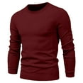 thumbnail image 3 of gbyLJF Round Neck Pullover For Men Solid Color Long Sleeve Loose Fit Base Layer Shirt Men's Usually Wear Knitted Sweater, 3 of 4