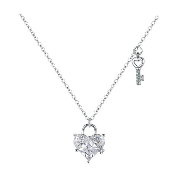 ievspot 1 pcs Women Necklace Heart Key Charm Titanium Steel Necklace Alloy Exquisite Craftsmanship Adjustable Length Necklace