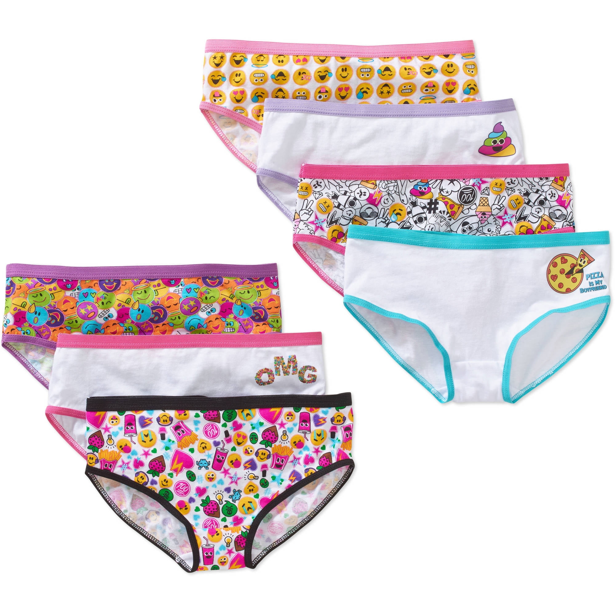 Emojination Emojination, Girls Underwear, 7 Pack Panties Sizes 4 8