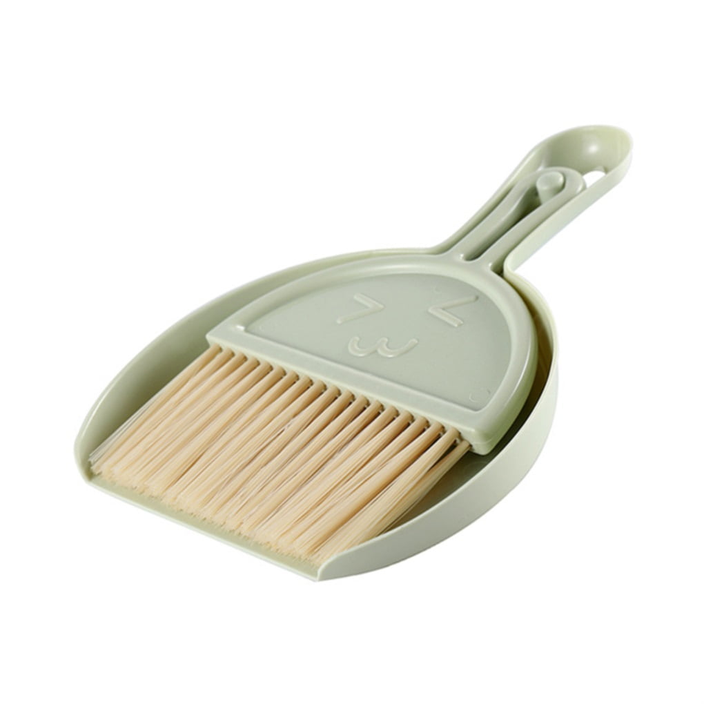 Freestyle Nok Dust Pan and Brush, Mini Hand Broom and Dustpan Set, Countertop Cleaning Tool for Table, Desk, Countertop, Key, Board, Shower, Bathroom, Kitch, Door Window Track, Seams, Floor, Green