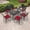 Red Cushion, variant on Hzzkey 7-Piece Black Cast Aluminum Outdoor Dining Set with Rectangular Table for Patio, Deck, Garden - Compact Size Chair (Seat Width: 15.35")