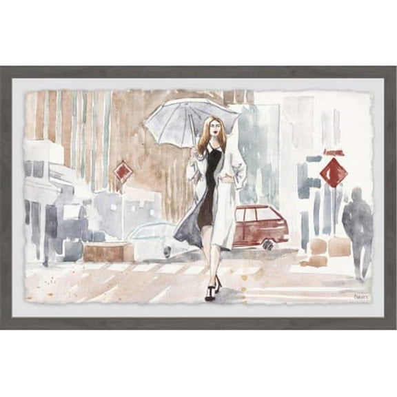 White Umbrella Framed Painting Print