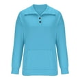 thumbnail image 3 of IROINNID Reduced Fall Shirts for Women Long Sleeve Fall Winter Solid Color V-Neck Tops Pullover Basic Comfy Sweatshirts for Women with Pocket,Sky Blue, 3 of 6