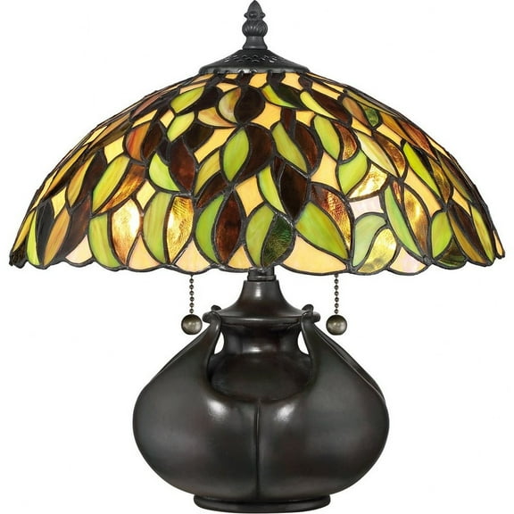 Tiffany 14.17 inch 2 Light Nature Inspired Table Lamp Leafy Tiffany Table Light Bailey Street Home 71-Bel-2539306