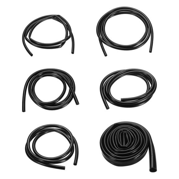 Uxcell 3/16"-1/2" Vacuum Hose Kit, 6 Pcs 5FT Silicone Vacuum Hose Kit Automotive Line Tubing 43PSI Max Pressure for Auto Replacement, Black