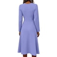 thumbnail image 4 of BOMYJESK Summer Dresses for Women Slim Fit Long Sleeve Midi Dresses Elegant Formal Lightweight Breathable Office Dress Light Purple 2XL, 4 of 5