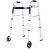 OasisSpace Compact Folding Walker, with Trigger Release and 5 Inches Wheels for The Seniors [Accessories Included] Narrow Lightweight Supports up to 350 lb