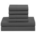 thumbnail image 6 of 7 Piece Comforter Set Bag Solid Color All Season Soft Down Alternative Blanket & Luxurious Microfiber Bed Sheets, Gray, King, 6 of 6