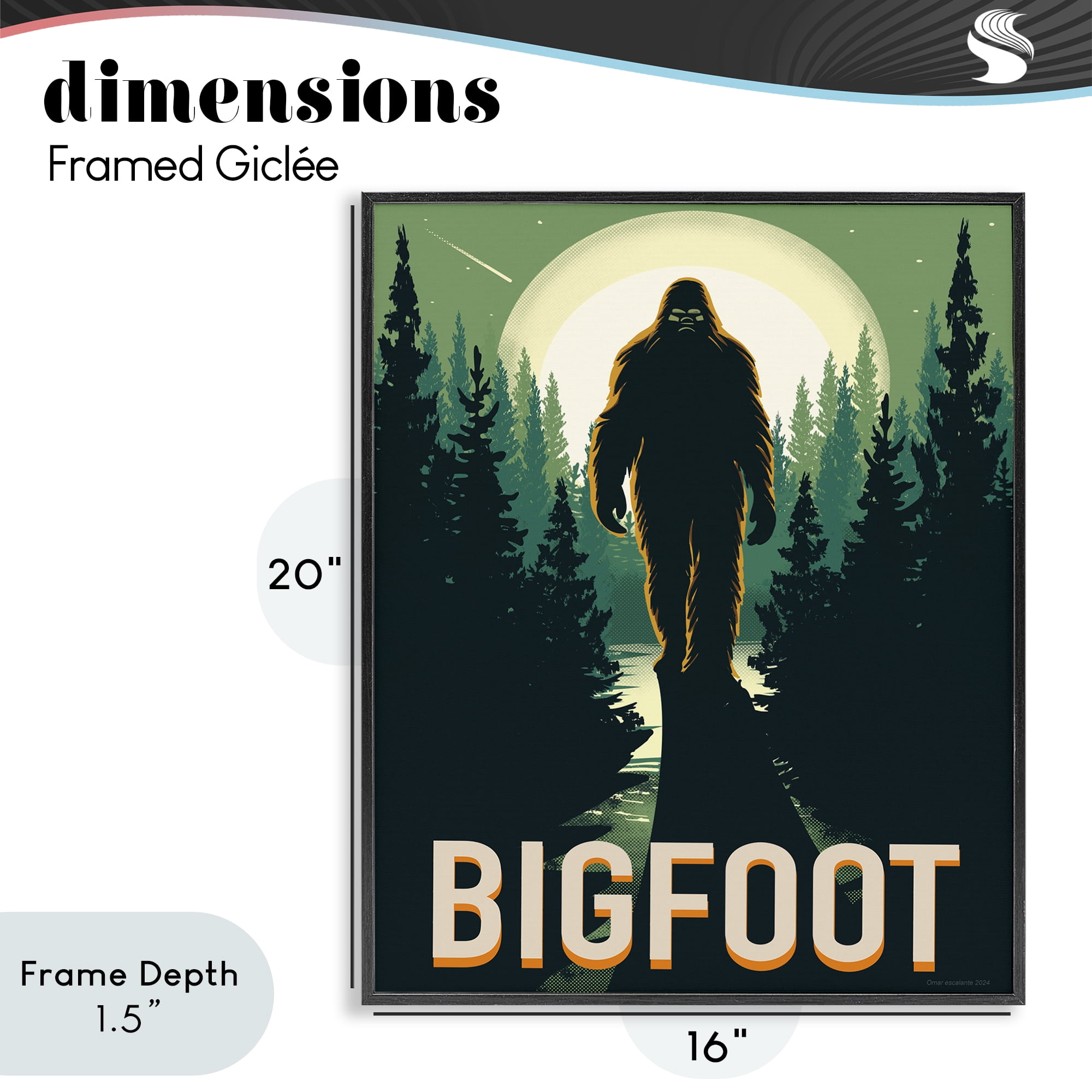 Stupell Industries Cryptid In The Woods Black Framed Giclee Art, design by Omar Escalante