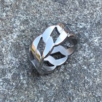 Stainless Steel Hollow Chain Ring Titanium Jewelry Unisex Fashion Accessory Geometric Modern Design Smart Look