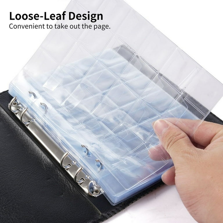 Coofit Coin Collection Book Black Leather 480 Pockets Organizer
