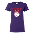 thumbnail image 1 of Wild Bobby, Cute Baseball Mom Ribbon Gift, Mother's Day, Women Graphic T-Shirt, Purple, 3XL, 1 of 3