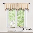 thumbnail image 6 of Viflosae Boho Curtains with Tassel Elegant Fringed Window Curtains Patterned Rod Panels Stylish Short Drapes Window Curtains Home Decorations for Windows Beige, 6 of 7