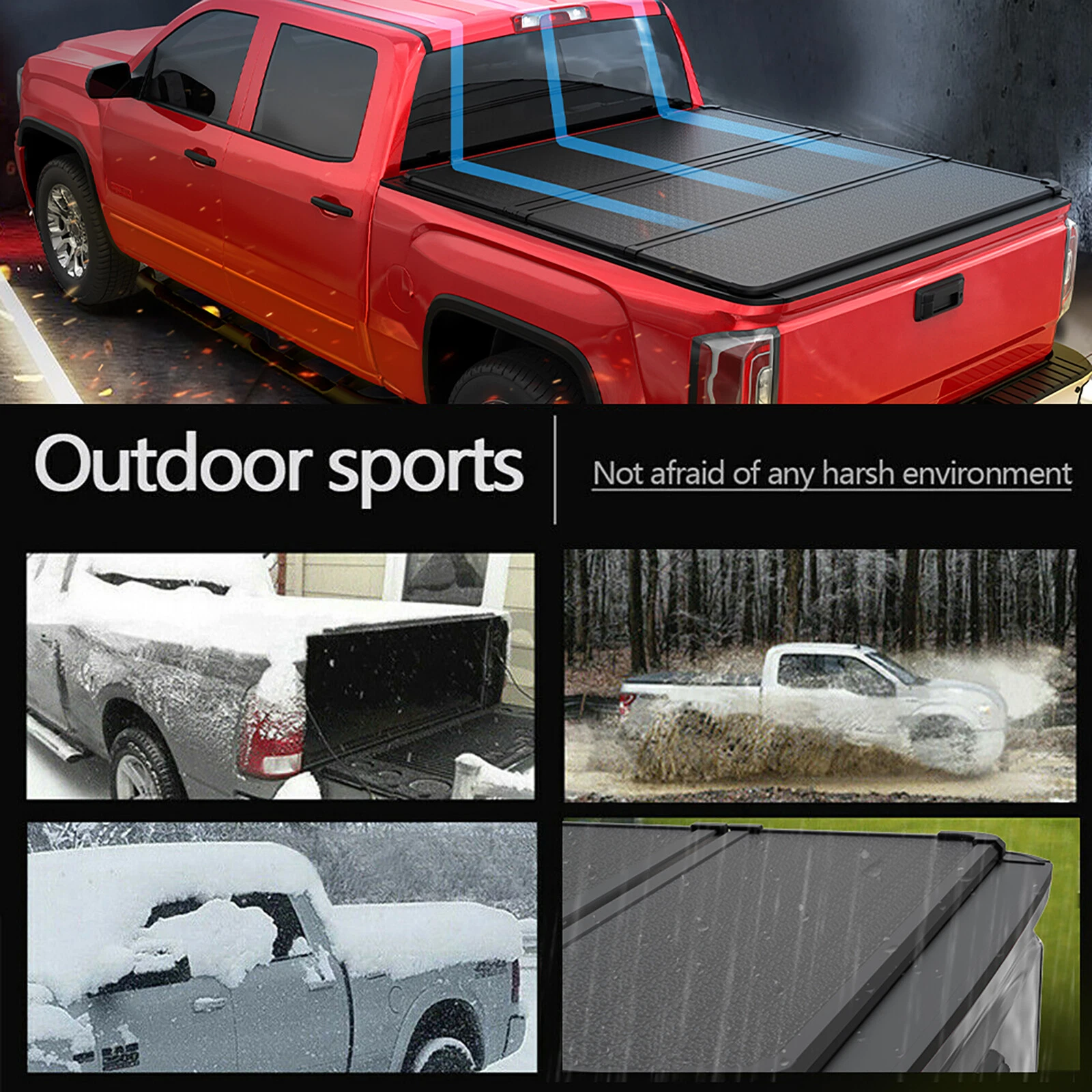 MOSTPLUS 3-Fold 5.8FT Hard Tonneau Cover Truck Bed for 2019-2025 Chevy Silverado GMC Sierra 1500
