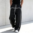 thumbnail image 5 of USNSM Men's Drawstring Elastic Waist Sports Pants Wide Leg Loose Trousers Soft Cozy Breathable Lightweight Casual Business Daily Wear Black M, 5 of 6