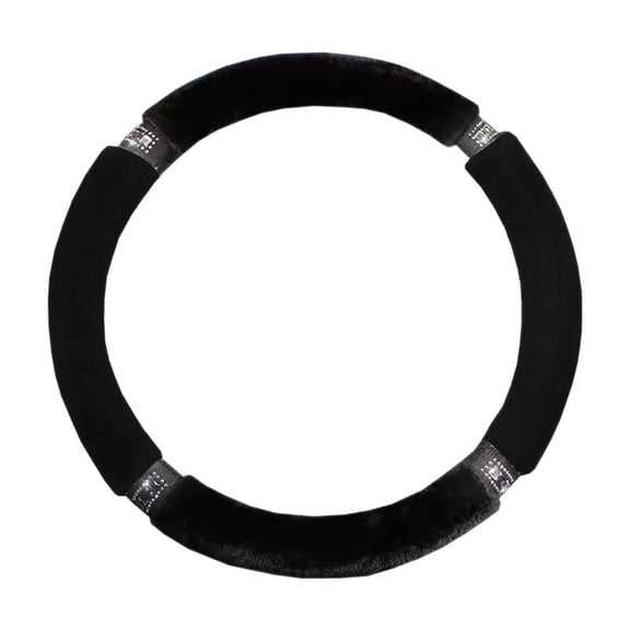 Faux Fur Steering Wheel Cover, Non-Slip Warm Bling Handle Cover for Winter Driving ( Black )