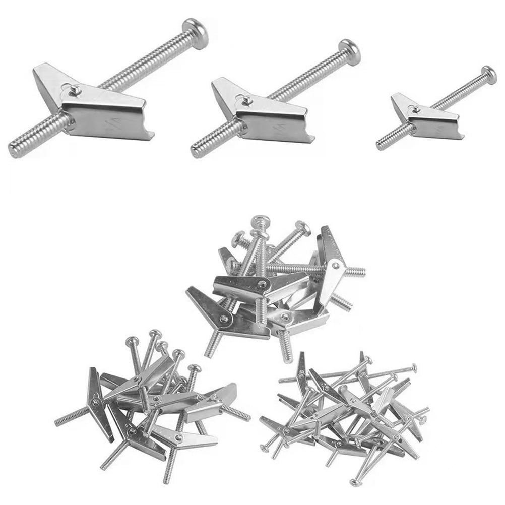2 Sets  Drywall Anchor Heavy Duty Steel Toggle Anchor Wing Nut Bolt For Hanging