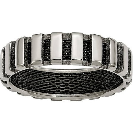 Primal Steel Titanium & Black IP-plated Wire 6mm Polished Band