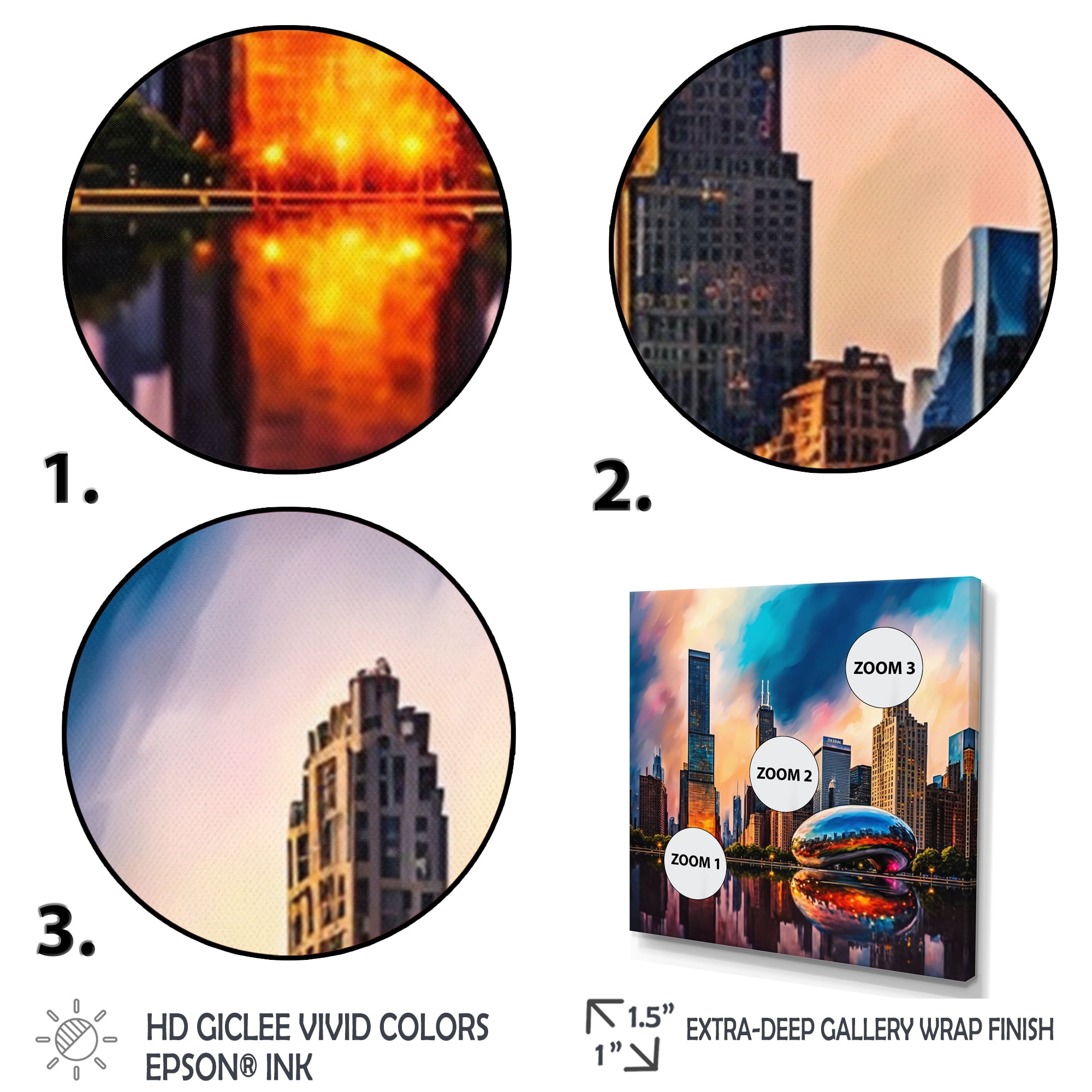 Designart Chicago City Architecture II Canvas Wall Art