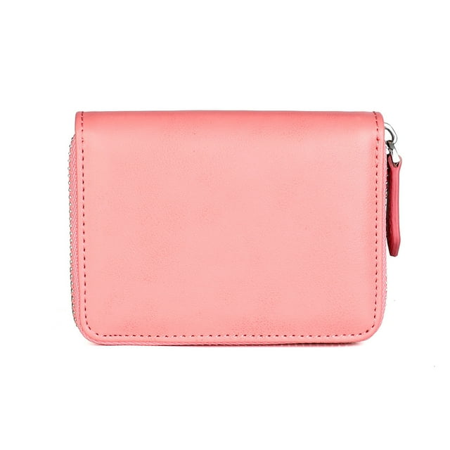 QualitChoice 1/2/3/5 Coin Purse Short Money Bag Change Mini Wallet for Zipper Rfid Blocking Card Holder Cowhide Big CapacityWomen Business Pouch Pink 1 Pc