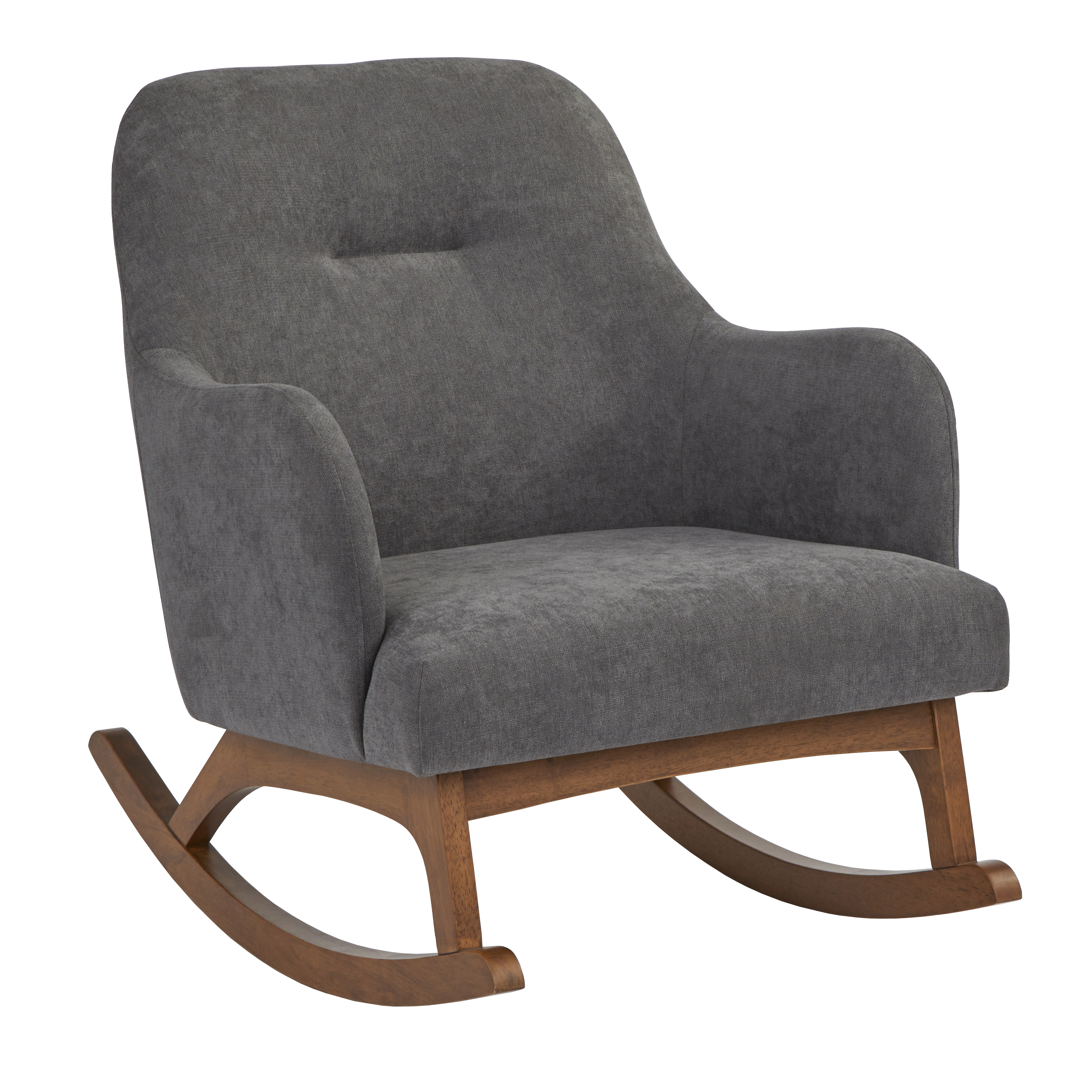 TMS Mick Upholstered Wood Rocking Chair, Dark Gray Linen Type Fabric