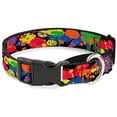 thumbnail image 1 of buckle down bd paint splatter black/neon martingale dog collar, 1" wide-fits 15-26" neck-large, 1 of 1