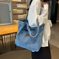 thumbnail image 3 of Denim Canvas Shoulder Bag, Women's 2025 New Large-capacity Shopping Bag, Niche Literary Tote Bag Casual Handbag, 3 of 26