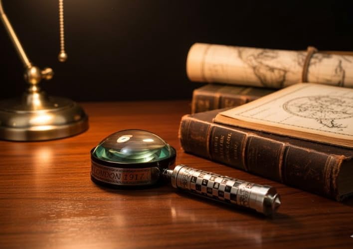 Maritime treasures Vintage Brass Magnifying Glass for Reading | Handheld Desktop Magnifier | Large Glass Lens Reading Aid | Classic Office