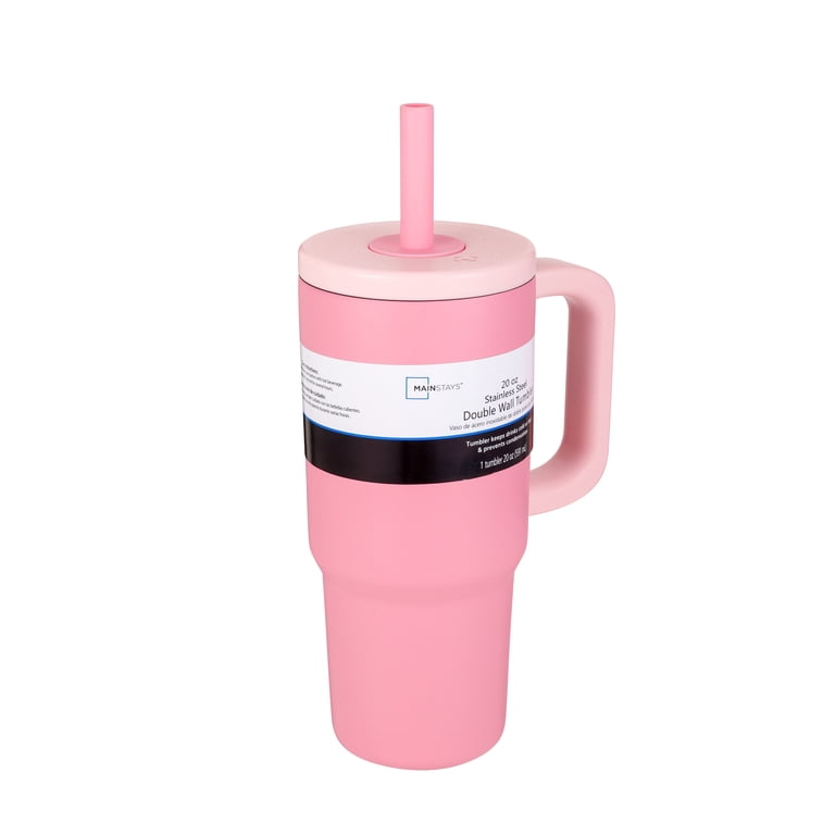 Mainstays 20 oz Double Wall Stainless Steel Tumbler Pink with