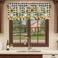 thumbnail image 6 of 2 Pack Valances for Window, Spring Gnomes Short Curtains for Kitchen Bedroom Living Room, Botanical Budding Sunflowers Buffalo Plaid Rod Pocket Small Window Treatment Valance Drapes 60 x 18 Inch, 6 of 8